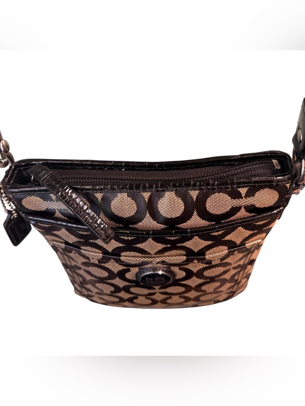 Coach Signature Op Art Coated Canvas Swingpack Crossbody - Picture 4 of 9
